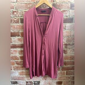 Eileen Fisher long-sleeve Button Up tunic top in a mauve/purple  S/p
